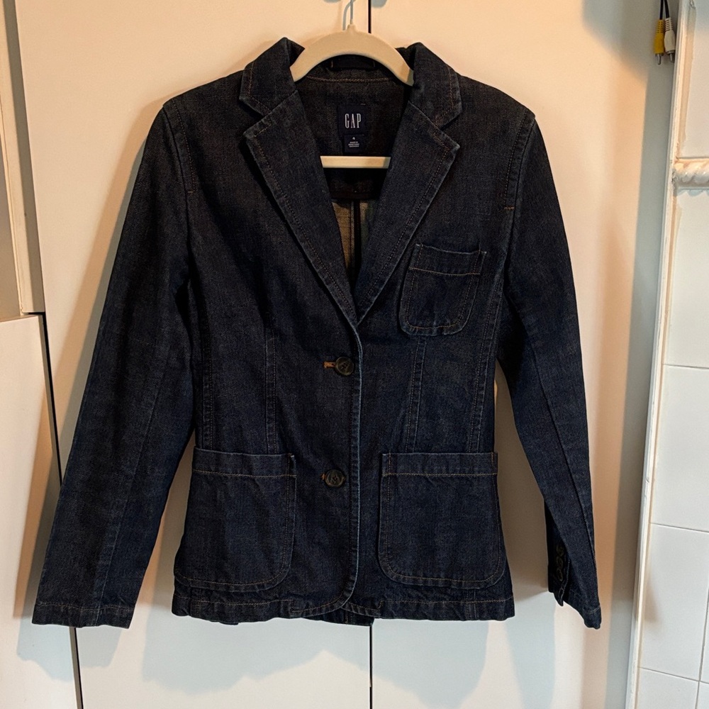 GAP Women's Dark Blue Denim Blazer